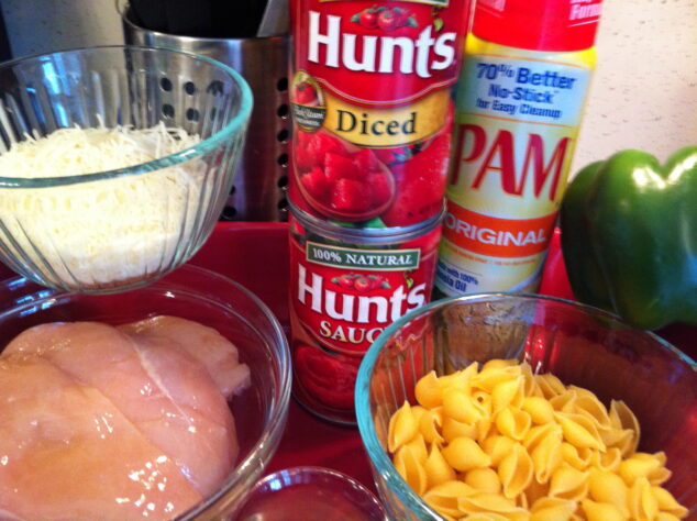 Cheesy Chicken and Pasta Casserole: from Hunt’s Signature Recip