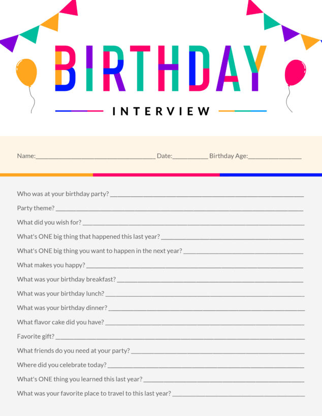 Birthday Interview Questions with Kids