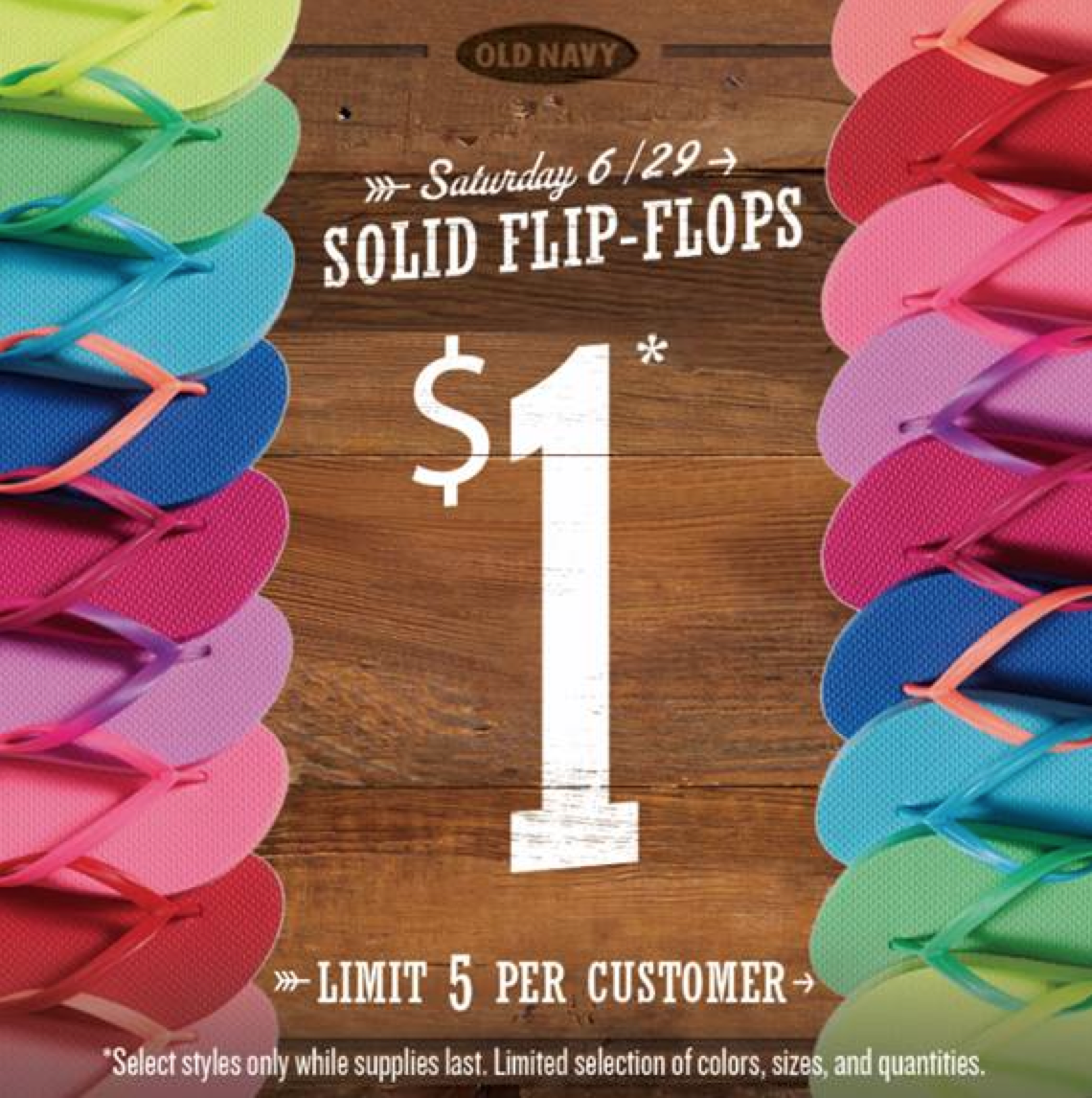 old navy flip flop sale $1