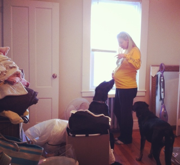 Taken in mid-November - Jethro and Tansy helping me and my mom clear the nursery out!