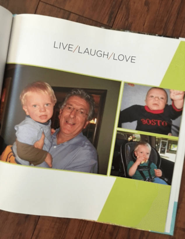 Here’s my father with my son Benjamin! Benjamin has a special bond with my father, so I loved this page because he’s ALWAYS making my father laugh!