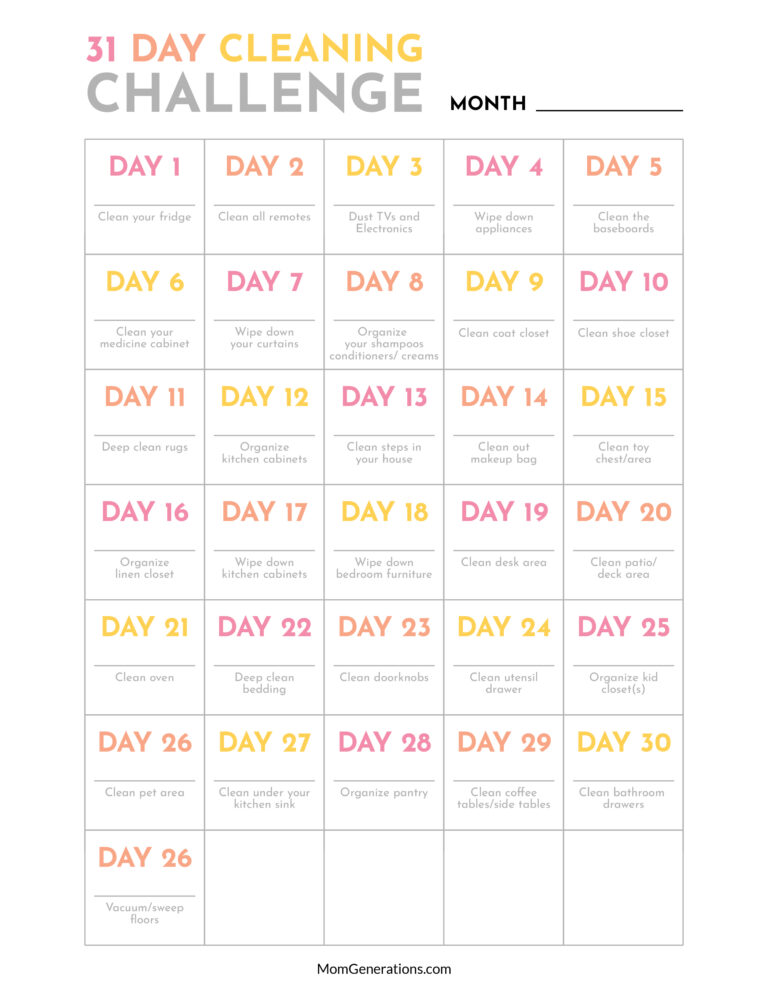 30 Day Cleaning Challenge - Mom Generations | Stylish Life for Moms
