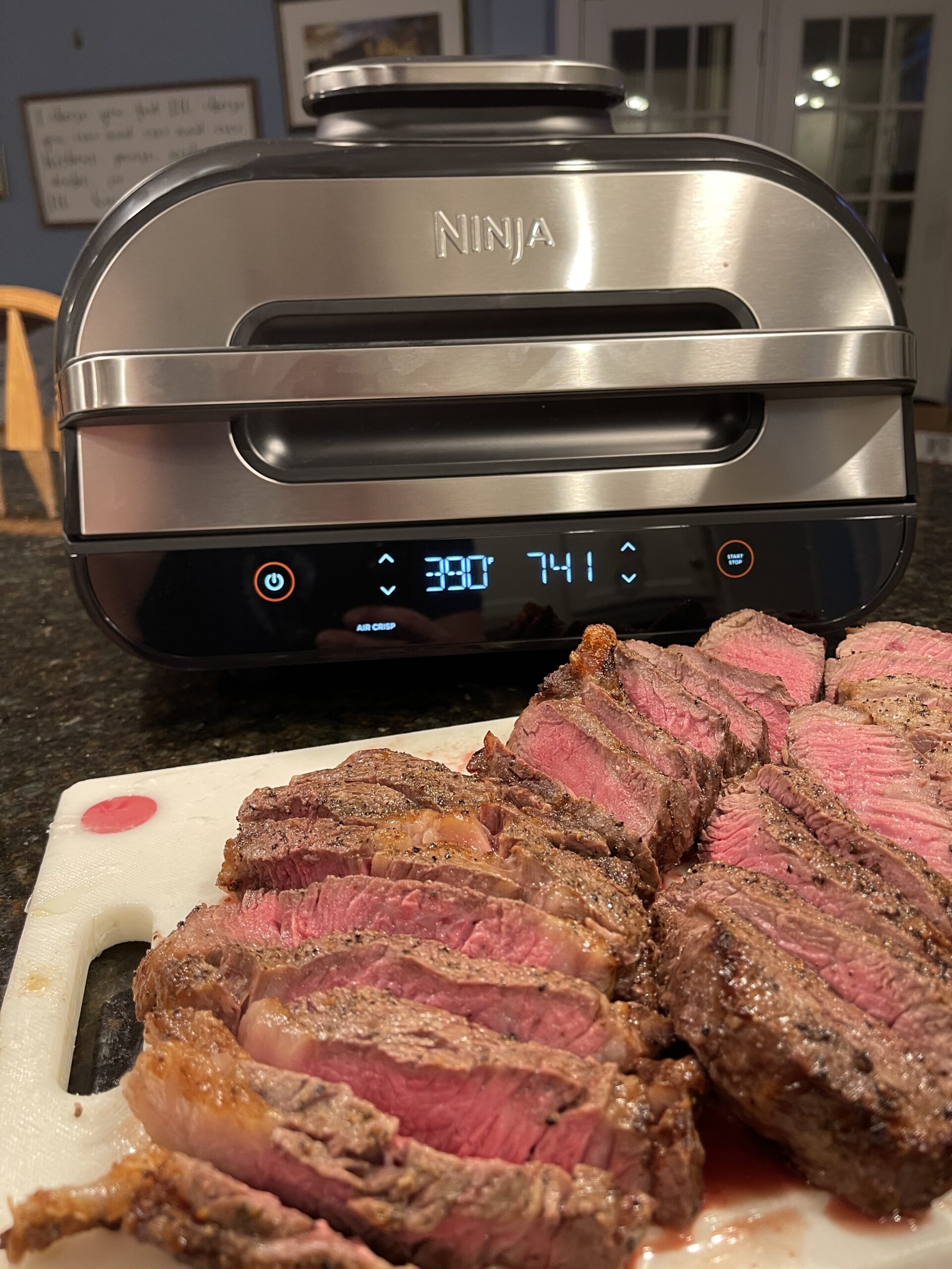 Angus Beef Ribeye Steak with Air Fried Brussel Sprouts, Bacon & Pan